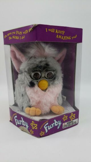 Furby Grey With Black Spots And Pink Belly