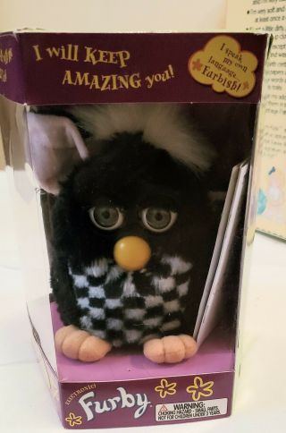 Rare 1999 Furby Special Racing Edition Checkered Collectable Doll