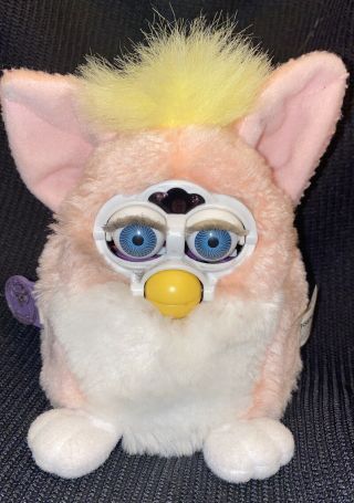 Vintage 1999 Furby Babies Pink White Yellow Blue Eyes Model 70 - 940
