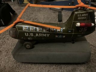 Vintage Tin Battery Operated Us Army Helicopter No.  160814