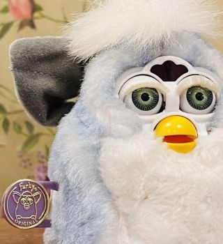 Furby Baby 1999 “purple Tip” Htf Great Tags Green Eyes Generation 4 Blue