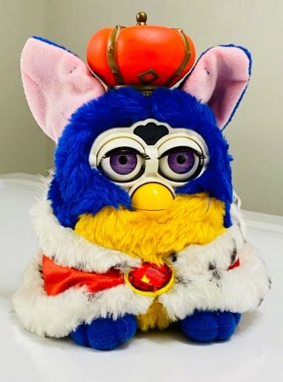 Royal Furby 2000 Special Limited Edition Purple Eyes Blue Yellow Red Tags Tiger