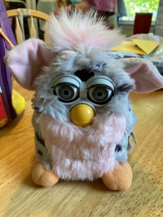 Pink And Gray Furby 1998 Not With Backpack.