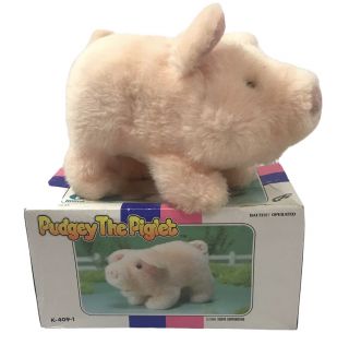 Iwaya Pudgey The Piglet Plush Walking Oinking Toy Pig W/box 1986 Vintage