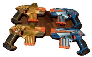 4 Nerf Lazer Tag Phoenix Ltx Laser Pistol Guns Shotgun Blue Gold