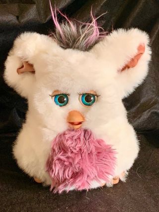 Rare Furby 2005 Pink And White Blue Eyes Emototronic,  Hasbro