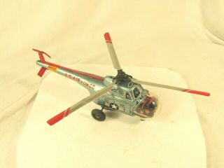 Vintage Nomura T - N Japan US Air Force Helicopter Friction Piston Action Tin Lith 3