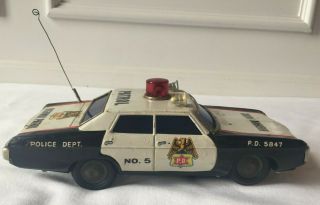 Vintage Alps Battery Operated Police Highway Patrol Litho Tin Car Japan -
