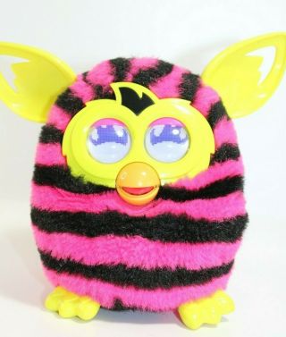 Furby Boom Pink And Black Striped 2012 (missing Battery Cover)