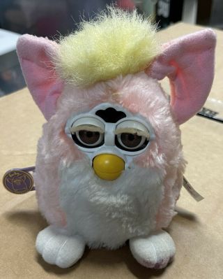 As - Is Furby Pink And White With Yellow Hair Tiger Electronics Vtg 1999 70 - 940
