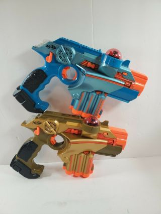 Nerf Lazer Tag Phoenix Ltx Blaster Pistol Laser Guns Pair Gold/blue