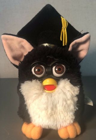 Vintage Special Limited Edition Graduation Furby Black White Brown Eyes