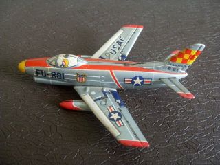 Vintage Haji Japan Tin Toy Friction Usaf Jet Plane -