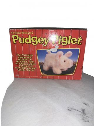Vintage 1986 Plush Pudgey Piglet Toy,  Grunts,  Walks,  Waddles,  Wiggles Tail,  Euc