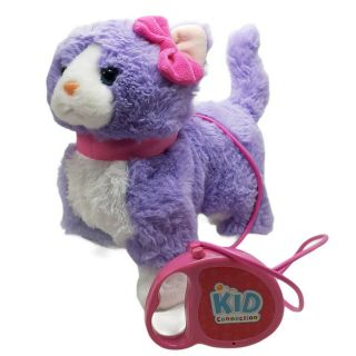 Kid Connection Walking Purple Cat W/sound And Remote Control Leash 9 " Plush Wrks
