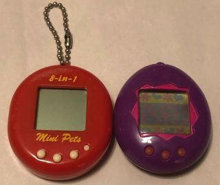 Bandai 1997 Purple Tamagotchi Virtual Pet,  8 - In - 1 Mini Pets Parts