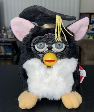 Graduation Furby 1998 Black & White Model 70 - 886 Limited Edition Pre - Owned
