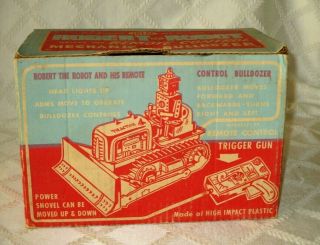Rare - Org - Ideal Toy - Robert The Robot Mechanical Bulldozer Box Only - 10 " - Space