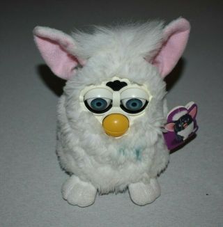 Furby 1998 White Snowball With Blue Eyes Model 70 - 800