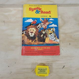 Vintage Texas Instruments Speak & Read Who’s Who At The Zoo Cartridge W/ Book
