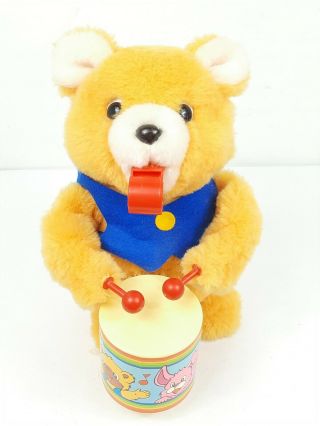 Vintage Alps Teddy Bear Drummer Whistle Battery Operated Drumming Toy Japan 10 "