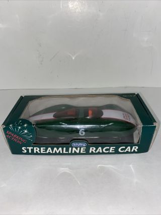 Vintage 6 Schylling Streamline Green Race Car Sparking Action British Flag Nob