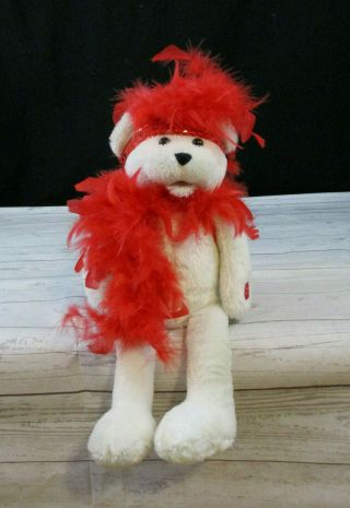 Chantilly Lane Musicals 18 " Roxi Bear Red Boa Plays I Want To Be Loved By You
