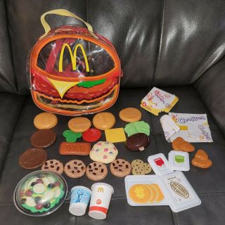 Mcdonalds Play Food Set Backpack Case Salad Hotcakes Nuggets Burger Cookies Cup