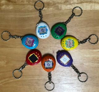 Vintage 7 Bandai Tamagotchi Key Chains 1997 Mcdonald 