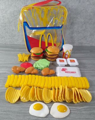 Vintage Mcdonalds Play Food Set W/backpack Nuggets Big Mac Fries & More 74 Pc