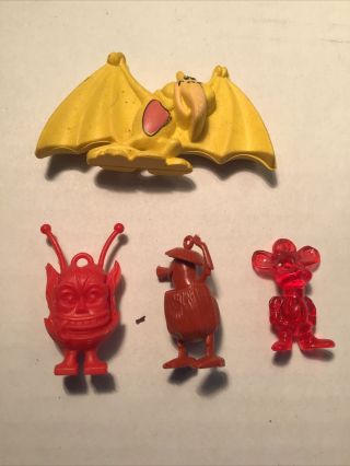 4 Vintage Unknown Cereal Premium Toys Rat Fink Topo Gigio Monster Alien
