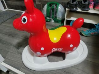 Gymnic Rody Rocking Horse Toddler Ride On Vinyl Toy,  Red With Removable Base