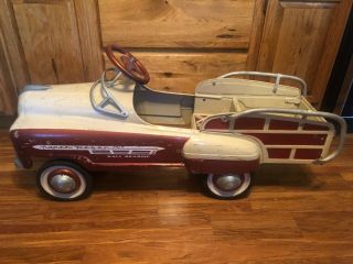 Vintage Rare 1959 Murray Sad Face Ranch Wagon Pedal Car.  All