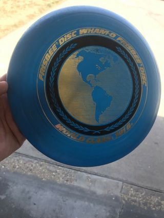 Vintage 1980 Wham - O World Class Frisbee Flying Disc Blue Globe