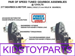 Dynatrax Pair Speed Modified 12v 21t Gearbox & Motors Also Fits Power Wheels
