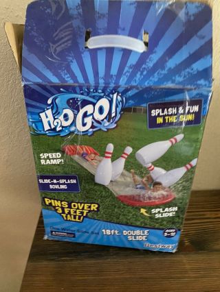 Bestway H2ogo 18 Ft Double Water Slide Bowling Pins Once