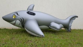 Inflatable 2015 Wehncke Silver Shark Ride On Pool Toy