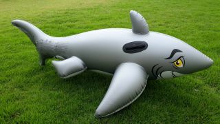 Inflatable 2015 Wehncke Silver Shark Ride on Pool Toy 3
