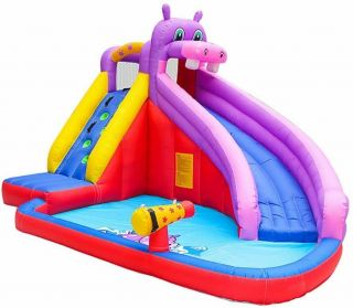 Inflatable Water Slide With Blower Hippo Bounce House Bouncer Castle Kids Pool