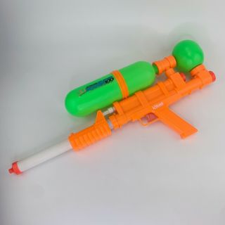 Vintage Larami Soaker 100 Water Blaster Squirt Gun Orange Green Read