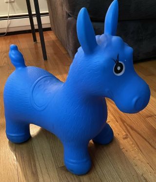 Bouncy Ride On Pony Horse Hopper Blue Rubber Kids Toy