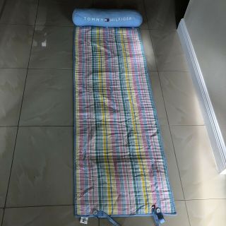 Tommy Hilfiger Blue Stripe Beach Yoga Travel Mat Detachable Pillow Carry Strap