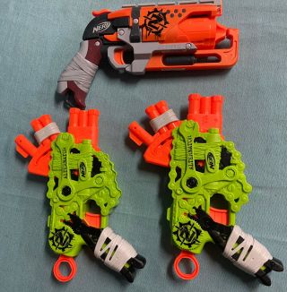 3 Nerf Guns Zombie Strike 2 Alternator And 1 Hammershot Blaster Guns