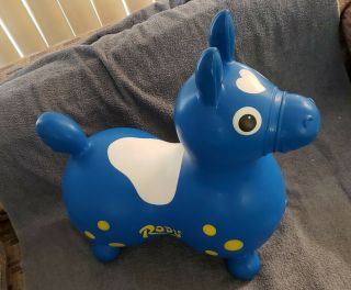 Vintage 1984 Rody Blue Bouncing Horse By Ledraplastic Italy