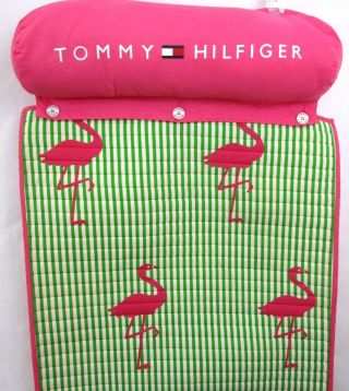Tommy Hilfiger Quilt Rollup Beach Pool Lounge Pillow Mat Blanket Flamingo Print