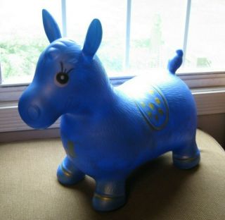 Rare Blue Horse Donkey Toddler Ride On Vinyl Bouncing Toy 19 " ×22” Appleround