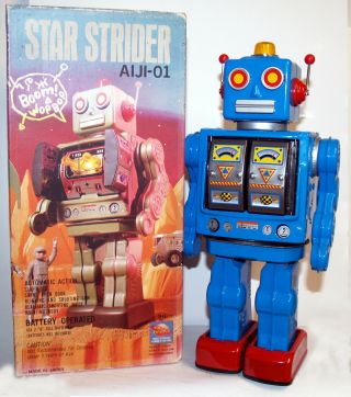 Horikawa Japan Robot Star Strider Robot Blue Vintage Metal House Toys