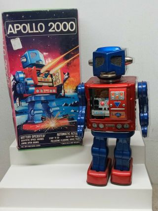 Vintage Apollo 2000 Automatic Action Robot W/box Battery Operated Japan