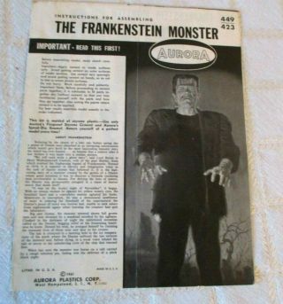 1969 - Aurora Frankenstein Monster - Frightening Lightning 449/423 Instruction Sheet
