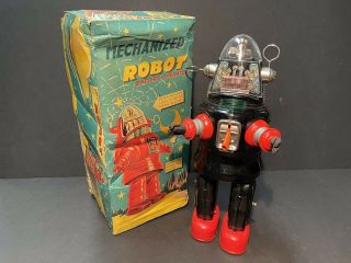 “mechanized” Robbie The Robot,  Battery Operated Vintage Tin 1950’s Nomura Showa